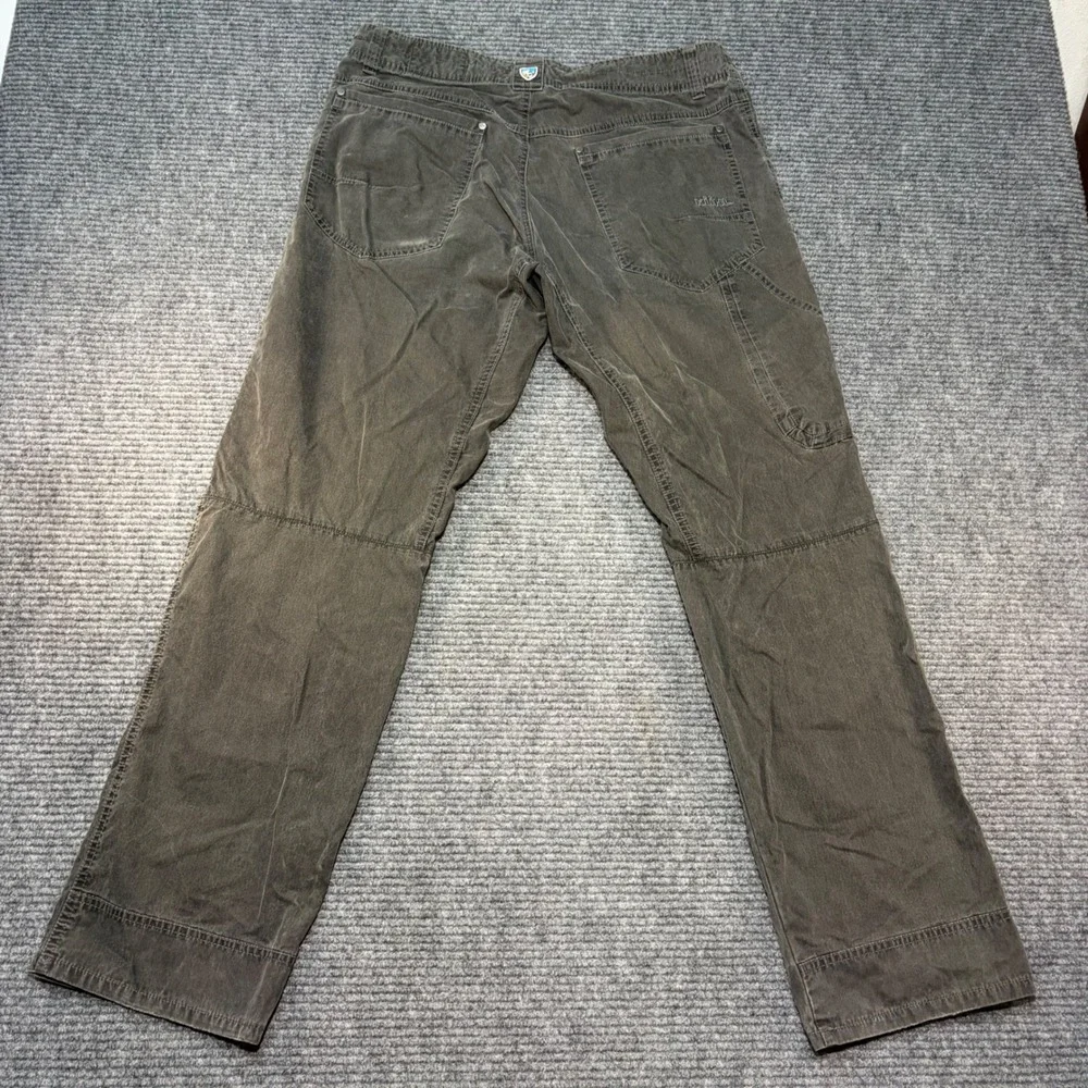 Kuhl Rydr Mens 35x32 Charcoal Grey Brown Cotton Twill Outdoor Hiking Pants